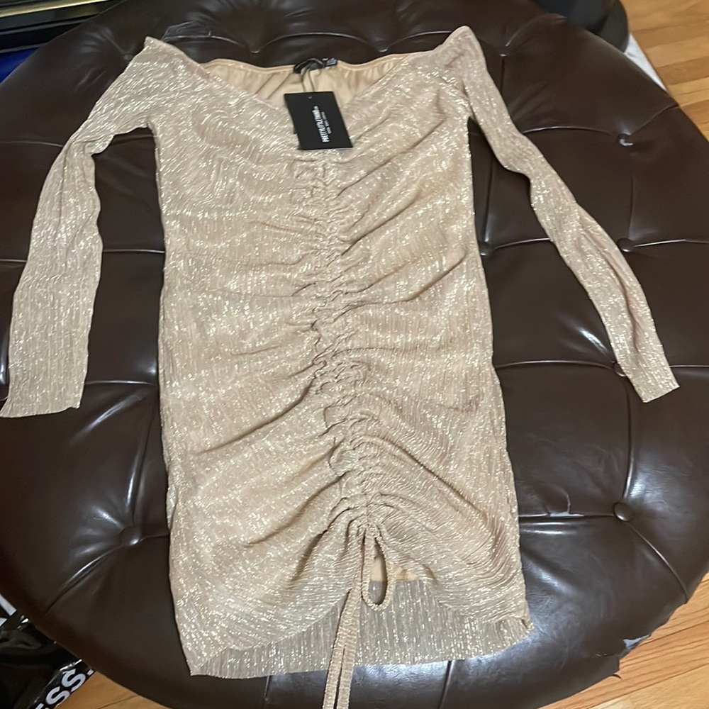 Gold prettylittlething mini dress